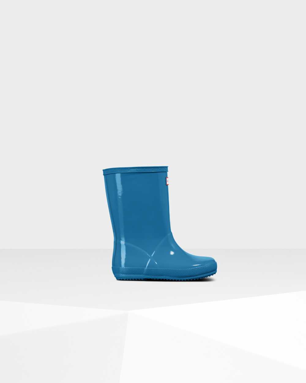 Kids Hunter Original First Classic Gloss Rain Boots Blue | EMDPIX-043